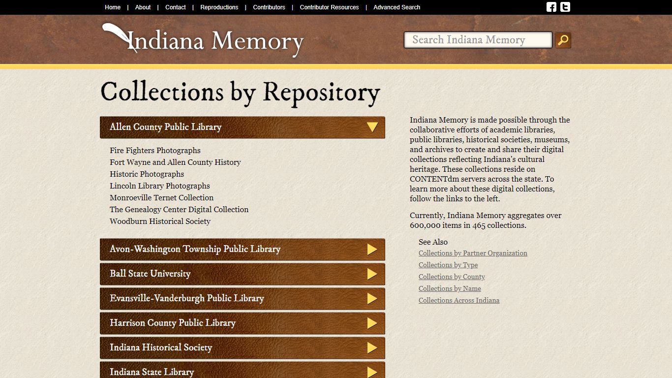 Indiana Memory - Collections By Respository
